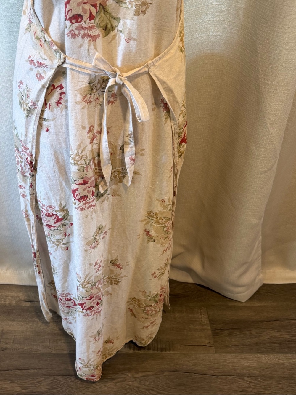 Smith & Hawken Floral Linen-Cotton Cottagecore Maxi Dress Vintage 90s USA Sz S - Picture 6 of 7